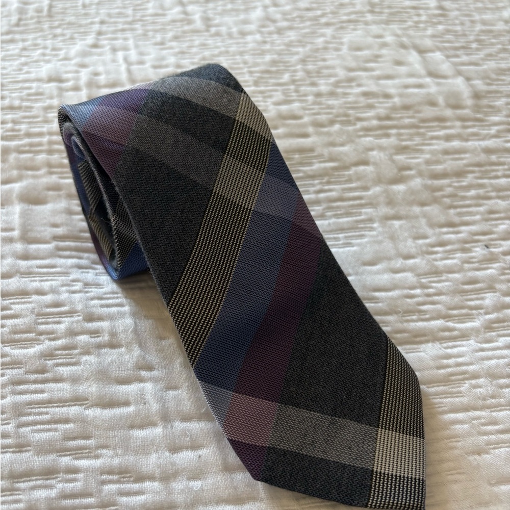 Kenneth Cole Reaction Plaid Tie - Black, Gray, and Blue